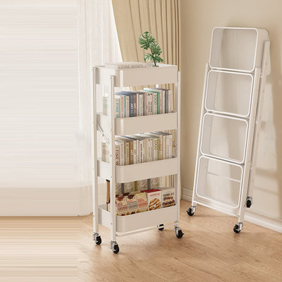 Modern Minimalist Openwork Carbon Steel End Table Foldable Portable 2/3/4 Tier For Living Room