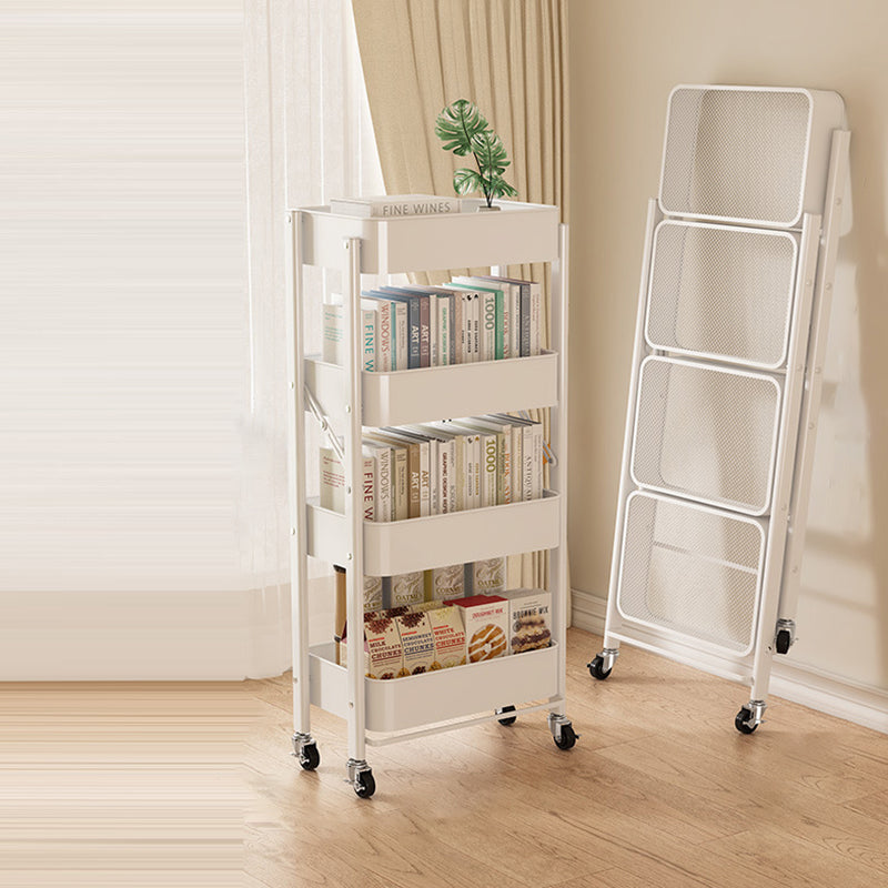 Modern Minimalist Openwork Carbon Steel End Table Foldable Portable 2/3/4 Tier For Living Room