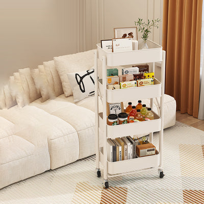 Modern Minimalist Openwork Carbon Steel End Table Foldable Portable 2/3/4 Tier For Living Room