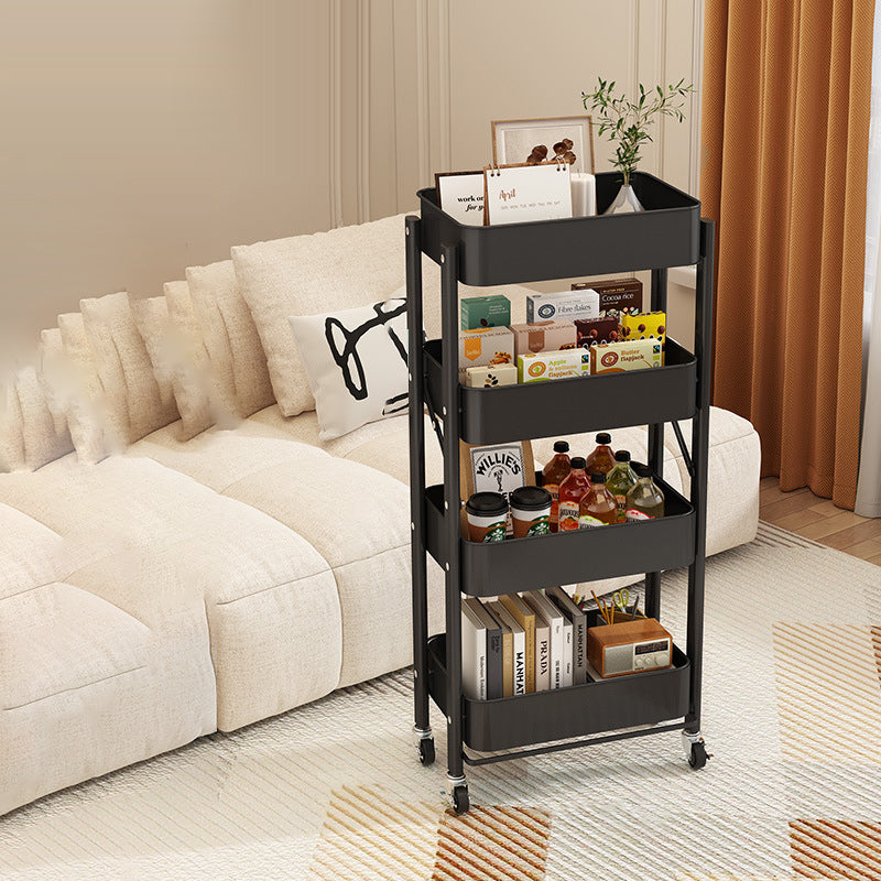Modern Minimalist Openwork Carbon Steel End Table Foldable Portable 2/3/4 Tier For Living Room