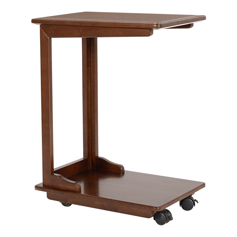 Modern Minimalist Rectangular Solid Wood End Table 2-Tier Movable For Living Room