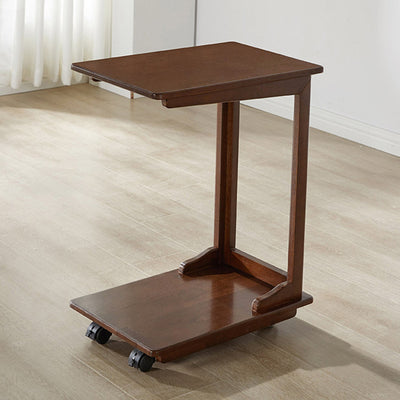 Modern Minimalist Rectangular Solid Wood End Table 2-Tier Movable For Living Room