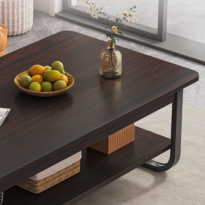 Modern Minimalist Rectangular Steel Medium Density Fiberboard End Table 2-Tier For Living Room