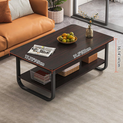 Modern Minimalist Rectangular Steel Medium Density Fiberboard End Table 2-Tier For Living Room