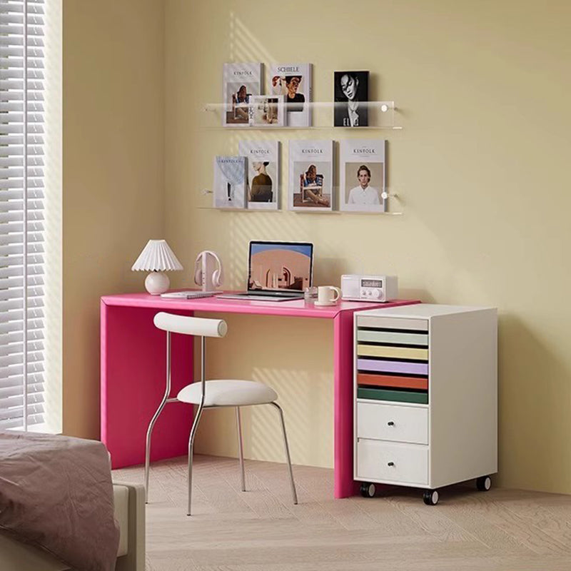Modern Minimalist Rectangular Solid Wood Multi-layer Board Desks 2-Leg For Home Office