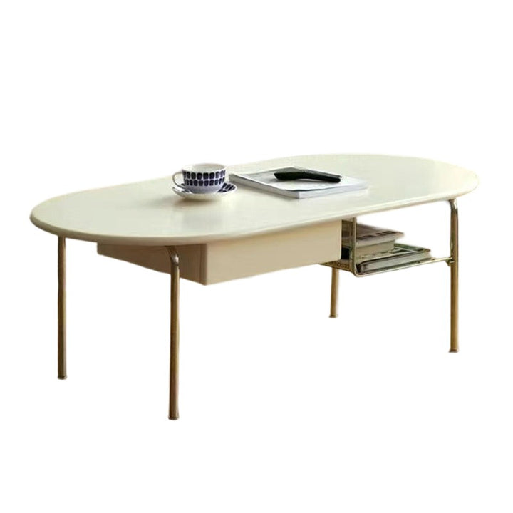 Traditioneller ovaler Vintage-Beistelltisch aus Tannenholz, Gummibaumholz, Sperrholz und Edelstahl mit 4 Beinen und 1 Schublade für das Wohnzimmer 