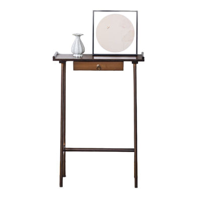 Modern Minimalist Rectangular Bamboo End Table 4-Leg 1-Drawer For Living Room