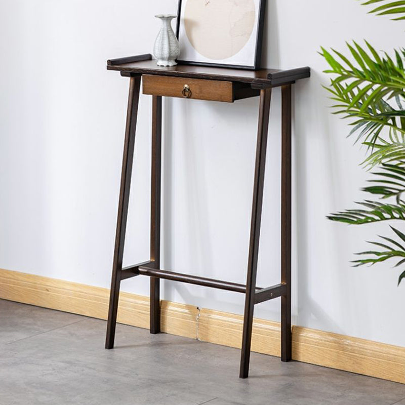 Modern Minimalist Rectangular Bamboo End Table 4-Leg 1-Drawer For Living Room