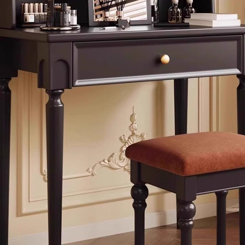 Traditional Vintage Rectangular Solid Wood Makeup Vanity 4-Leg 1-Drawer For Home Office