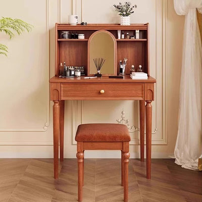 Traditional Vintage Rectangular Solid Wood Makeup Vanity 4-Leg 1-Drawer For Home Office