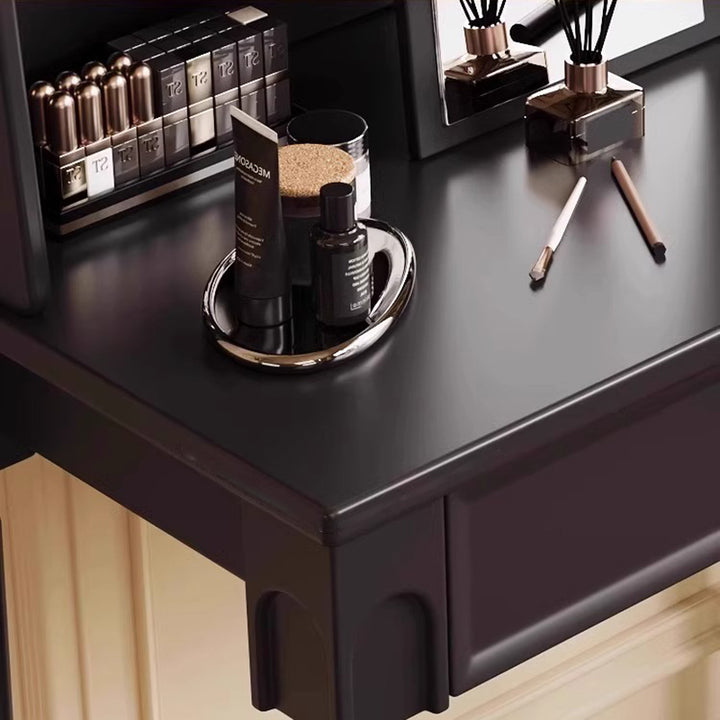 Traditional Vintage Rectangular Rubberwood Plywood Makeup Vanity 4-Leg 1-Drawer For Home Office