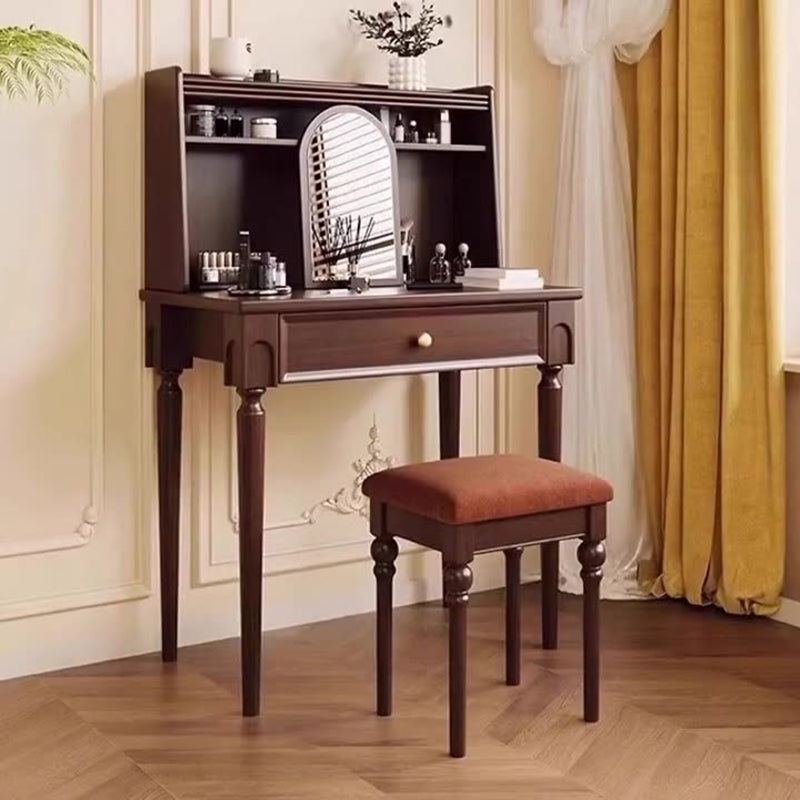 Traditional Vintage Rectangular Solid Wood Makeup Vanity 4-Leg 1-Drawer For Home Office