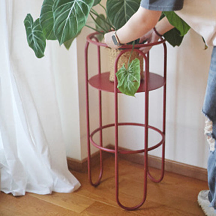 Traditional Vintage Column Iron Openwork End Table 3-Leg For Living Room