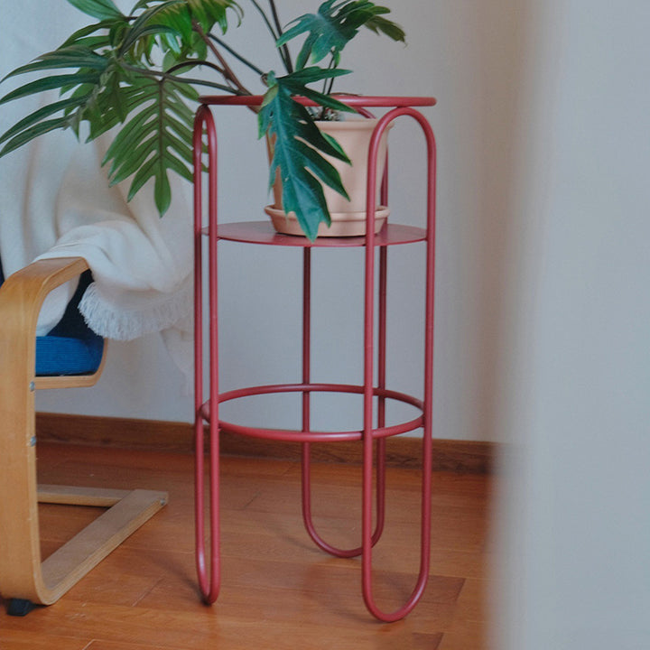 Traditional Vintage Column Iron Openwork End Table 3-Leg For Living Room