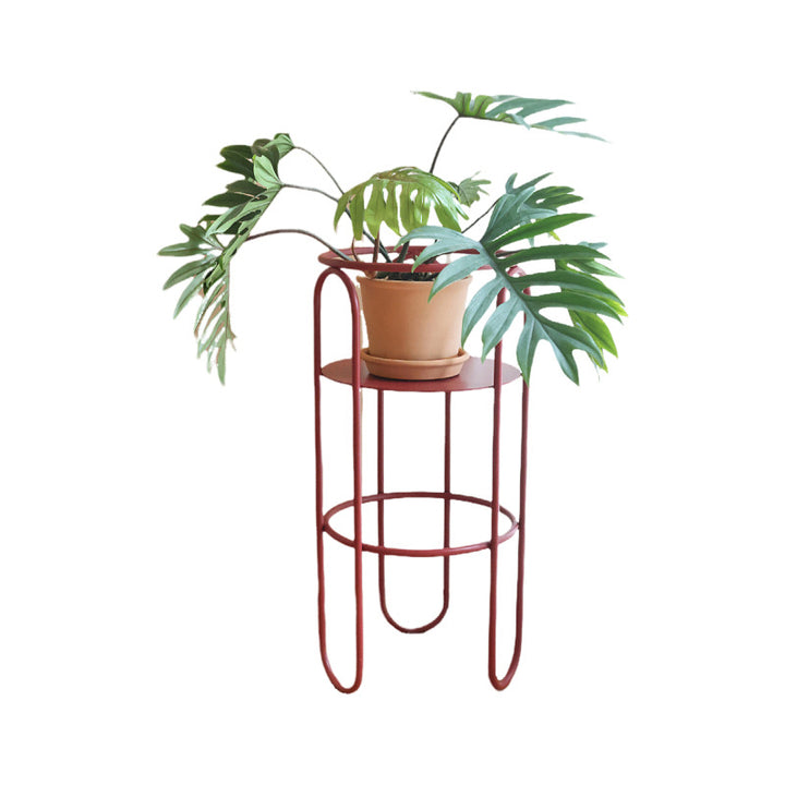 Traditional Vintage Column Iron Openwork End Table 3-Leg For Living Room