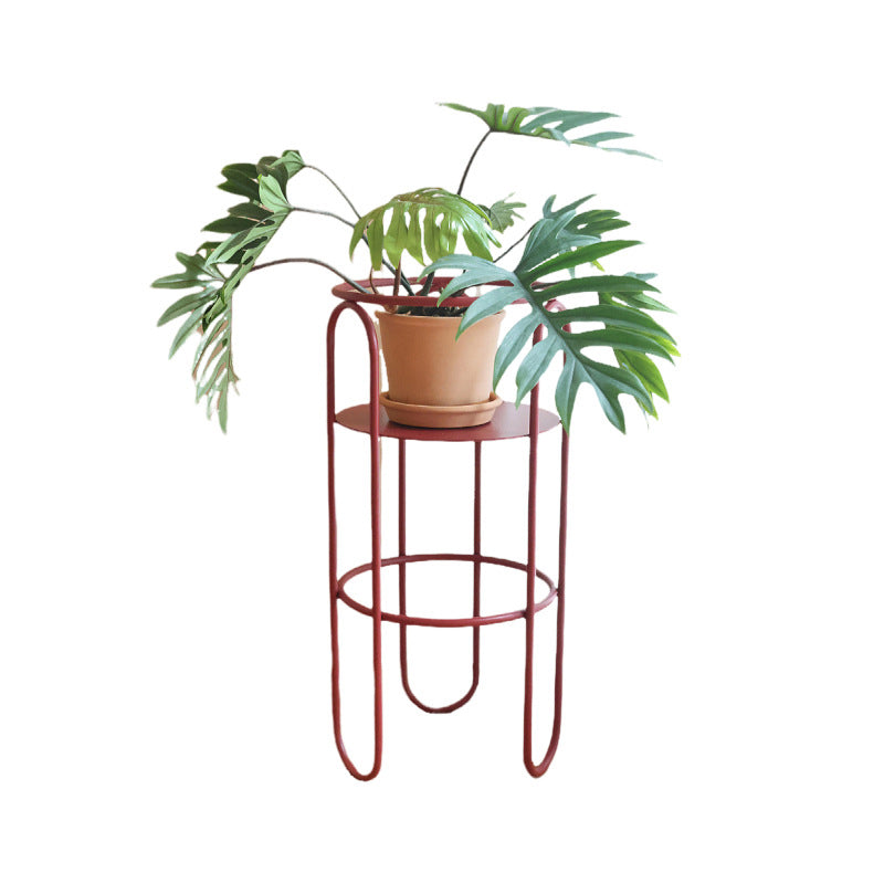 Traditional Vintage Column Iron Openwork End Table 3-Leg For Living Room