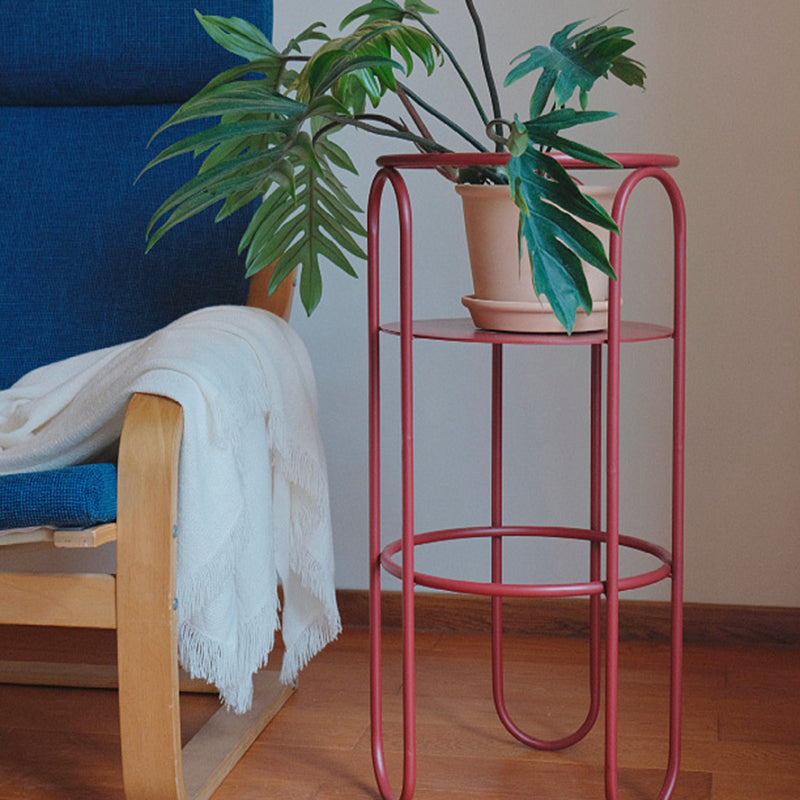 Traditional Vintage Column Iron Openwork End Table 3-Leg For Living Room