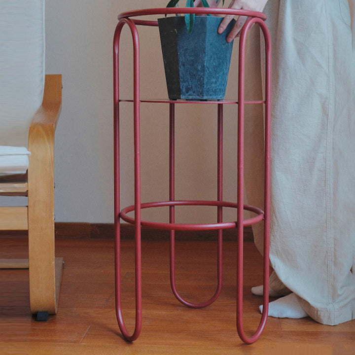 Traditional Vintage Column Iron Openwork End Table 3-Leg For Living Room