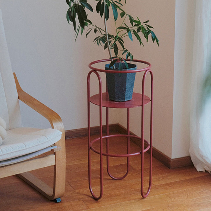 Mesa Auxiliar de Hierro de Columna Vintage Tradicional con Calado de 3 Patas para Sala de Estar 