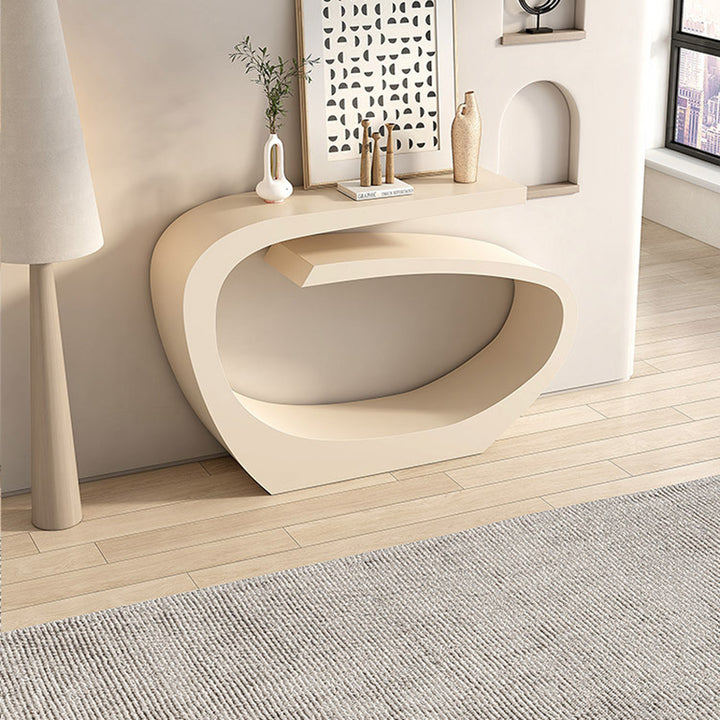 Modern Minimalist Curved Carbon Steel End Table With Rounded Corners For Living Room