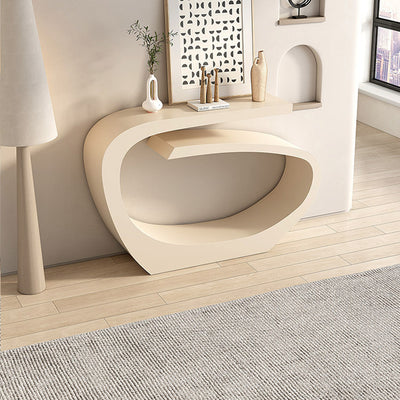 Modern Minimalist Curved Carbon Steel End Table With Rounded Corners For Living Room