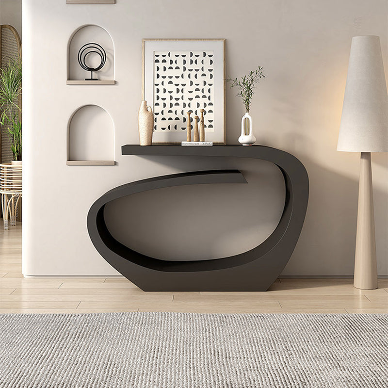 Modern Minimalist Curved Carbon Steel End Table With Rounded Corners For Living Room
