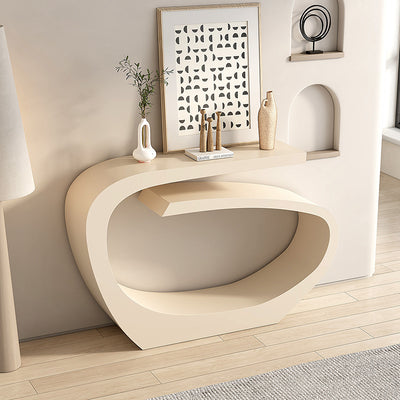 Modern Minimalist Curved Carbon Steel End Table With Rounded Corners For Living Room