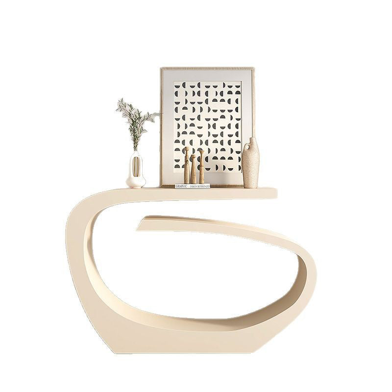 Modern Minimalist Curved Carbon Steel End Table With Rounded Corners For Living Room