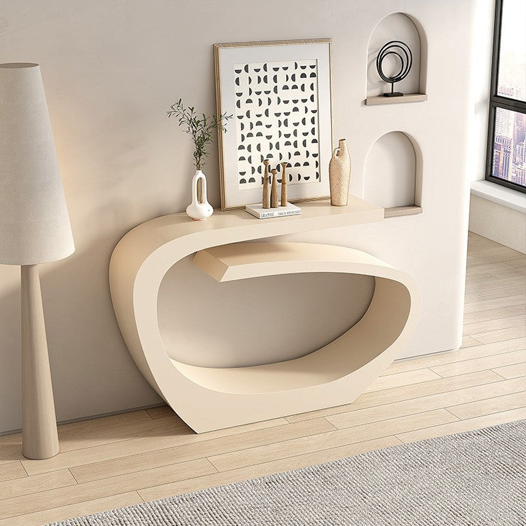 Modern Minimalist Curved Carbon Steel End Table With Rounded Corners For Living Room