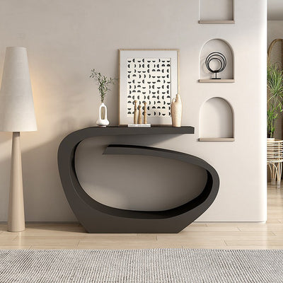 Modern Minimalist Curved Carbon Steel End Table With Rounded Corners For Living Room