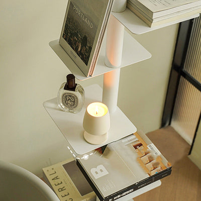 Modern Minimalist Column Iron Bookshelves Rotatable Design For Home Office