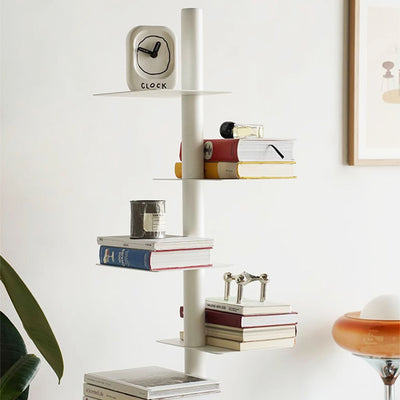 Modern Minimalist Column Iron Bookshelves Rotatable Design For Home Office