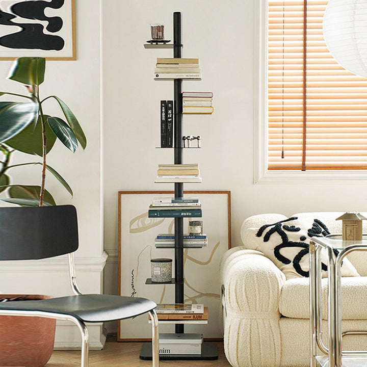 Étagères à livres en fer à colonne, design rotatif, minimalistes modernes pour la maison et le bureau 
