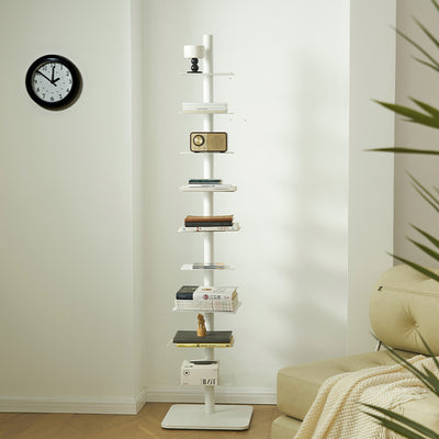 Modern Minimalist Column Iron Bookshelves Rotatable Design For Home Office