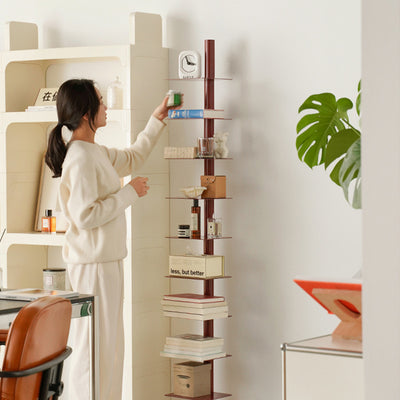 Modern Minimalist Column Iron Bookshelves Rotatable Design For Home Office
