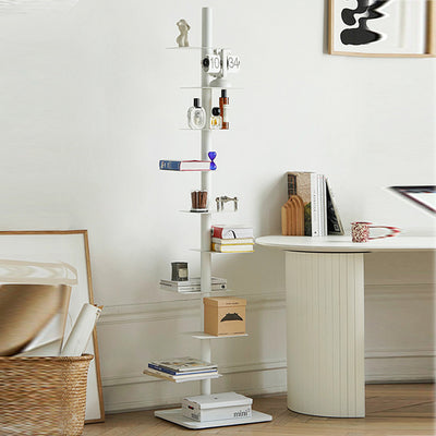 Modern Minimalist Column Iron Bookshelves Rotatable Design For Home Office