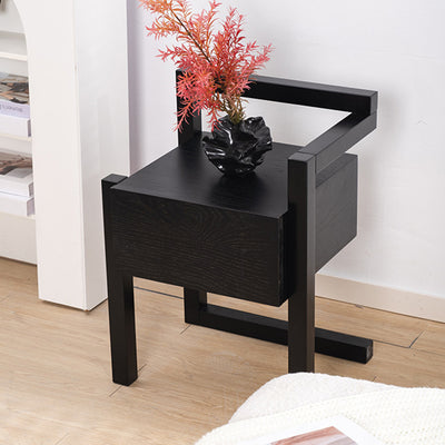 Modern Minimalist Rectangular Solid Wood Nightstand 3-Leg 1-Drawer For Bedroom