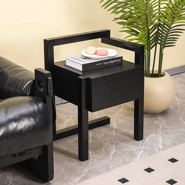 Table de chevet rectangulaire minimaliste moderne en bois massif, 3 pieds, 1 tiroir, pour chambre à coucher 