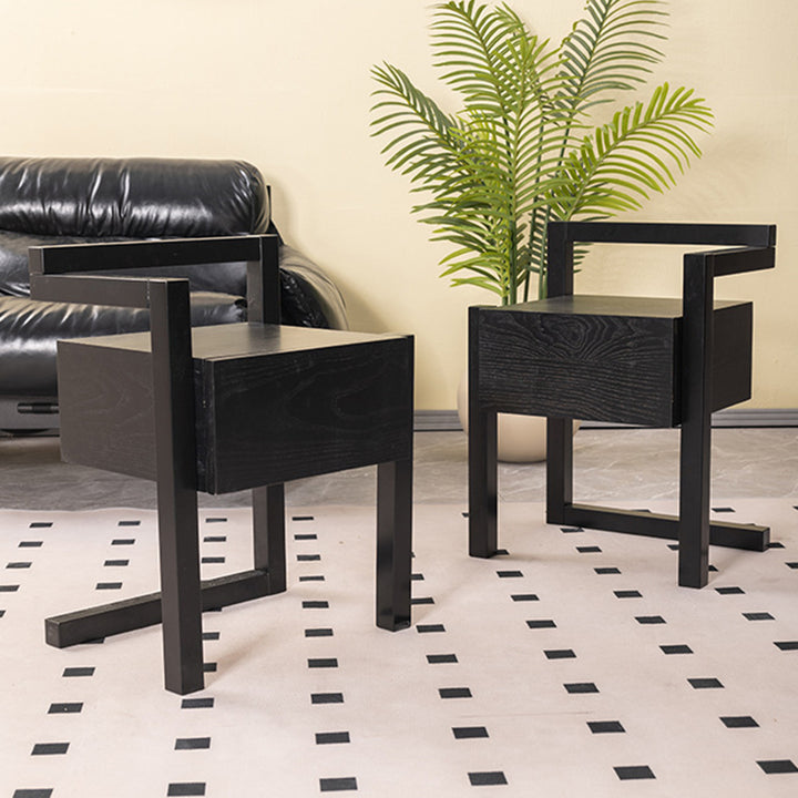 Table de chevet rectangulaire minimaliste moderne en bois massif, 3 pieds, 1 tiroir, pour chambre à coucher 