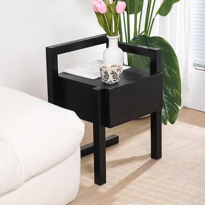 Modern Minimalist Rectangular Solid Wood Nightstand 3-Leg 1-Drawer For Bedroom
