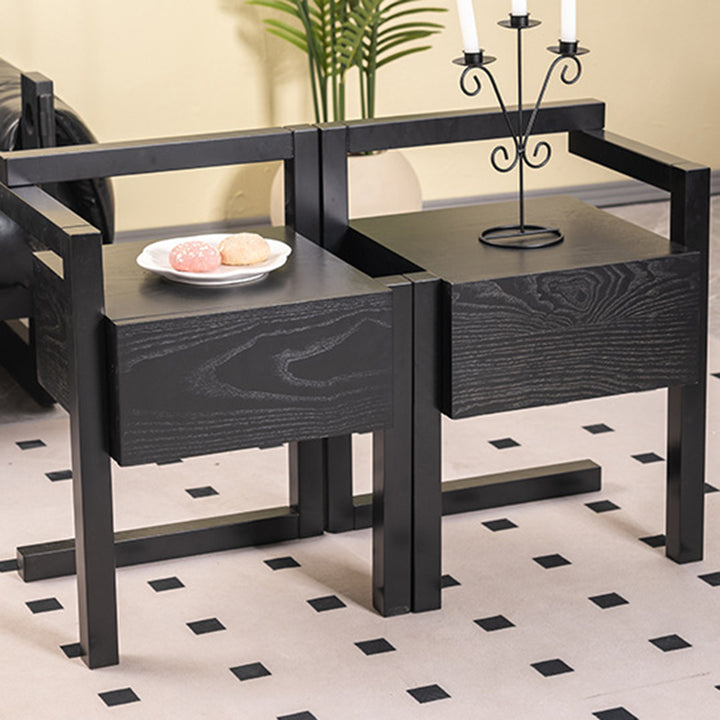 Table de chevet rectangulaire minimaliste moderne en bois massif, 3 pieds, 1 tiroir, pour chambre à coucher 