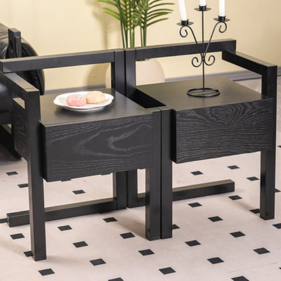 Modern Minimalist Rectangular Solid Wood Nightstand 3-Leg 1-Drawer For Bedroom