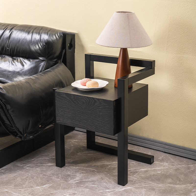 Table de chevet rectangulaire minimaliste moderne en bois massif, 3 pieds, 1 tiroir, pour chambre à coucher 