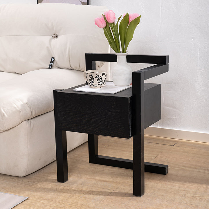 Table de chevet rectangulaire minimaliste moderne en bois massif, 3 pieds, 1 tiroir, pour chambre à coucher 