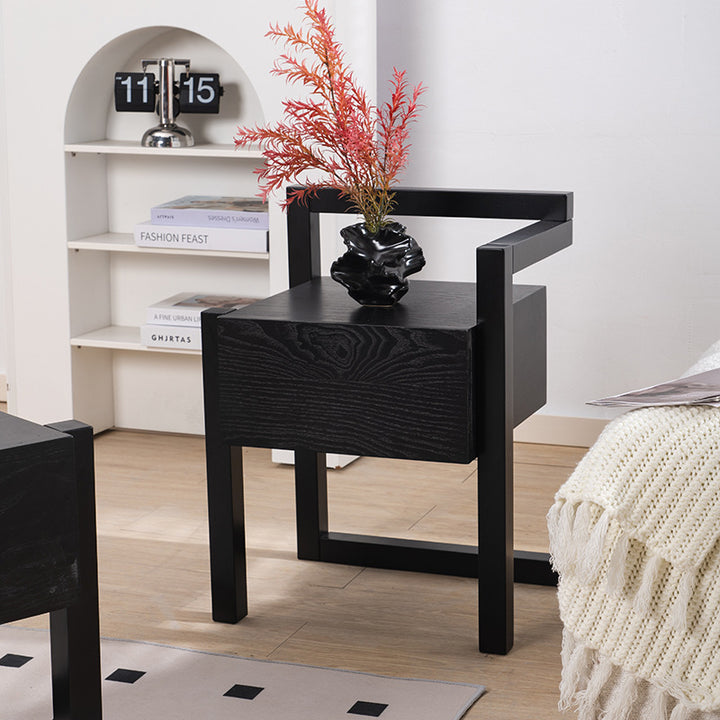Table de chevet rectangulaire minimaliste moderne en bois massif, 3 pieds, 1 tiroir, pour chambre à coucher 