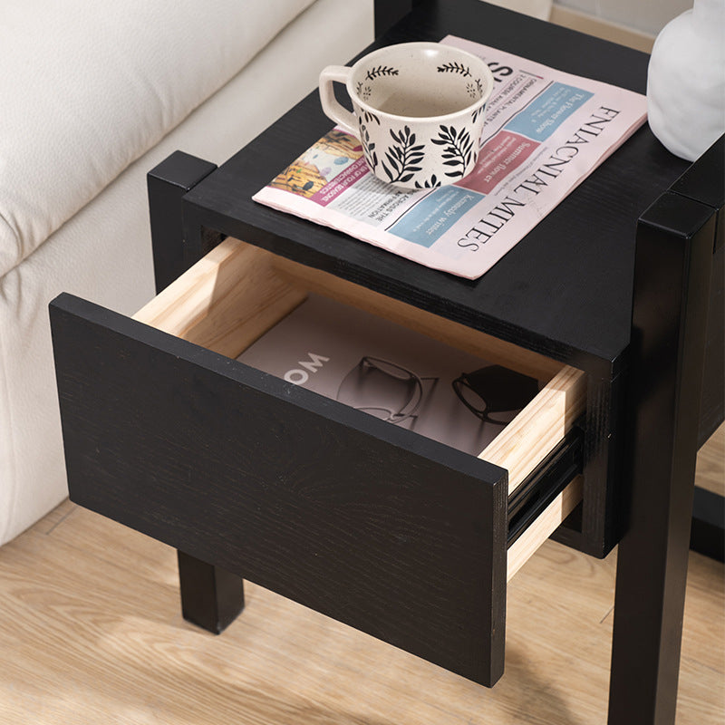 Table de chevet rectangulaire minimaliste moderne en bois massif, 3 pieds, 1 tiroir, pour chambre à coucher 