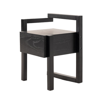 Modern Minimalist Rectangular Solid Wood Nightstand 3-Leg 1-Drawer For Bedroom