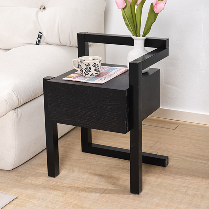 Table de chevet rectangulaire minimaliste moderne en bois massif, 3 pieds, 1 tiroir, pour chambre à coucher 