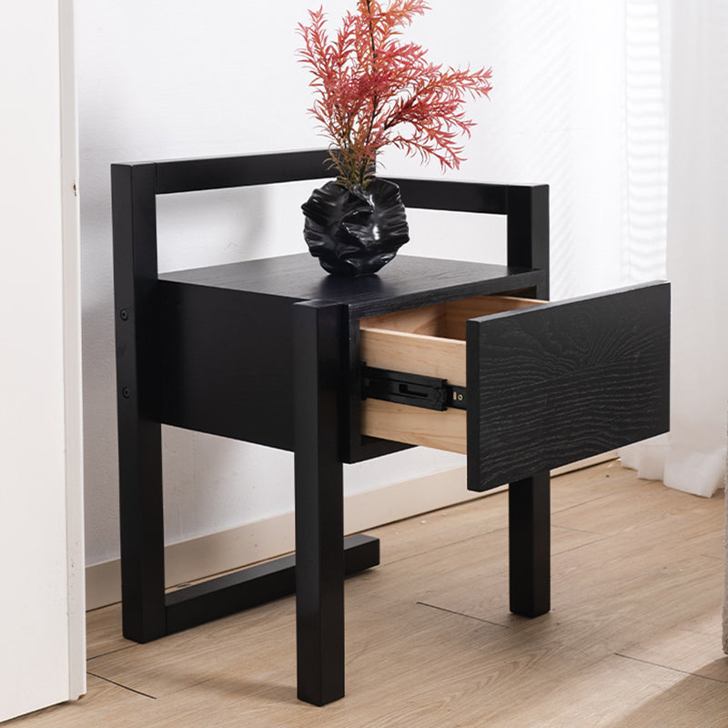 Table de chevet rectangulaire minimaliste moderne en bois massif, 3 pieds, 1 tiroir, pour chambre à coucher 