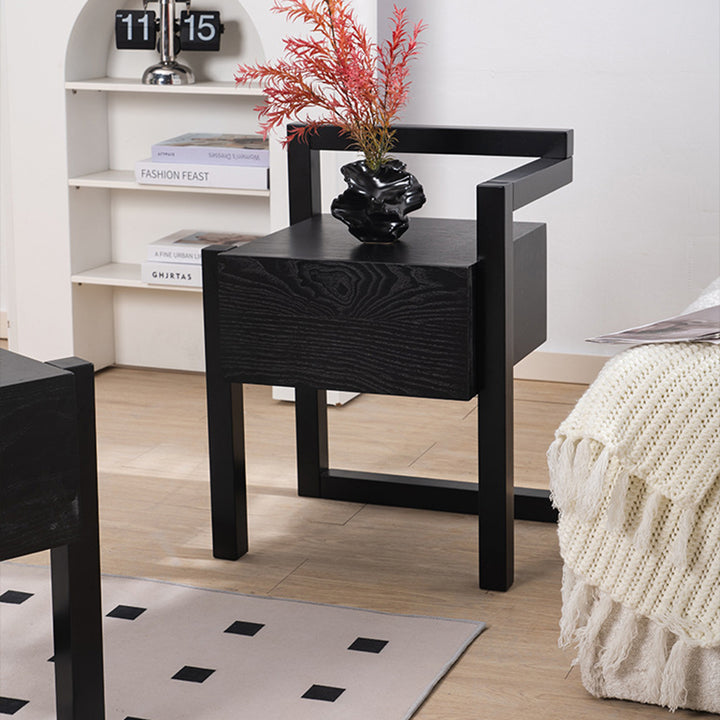 Table de chevet rectangulaire minimaliste moderne en bois massif, 3 pieds, 1 tiroir, pour chambre à coucher 